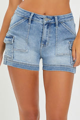 High Rise Side Cargo Pocket Shorts Light