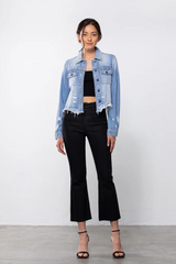 Rebel Uneven Hem Jacket Light Blue