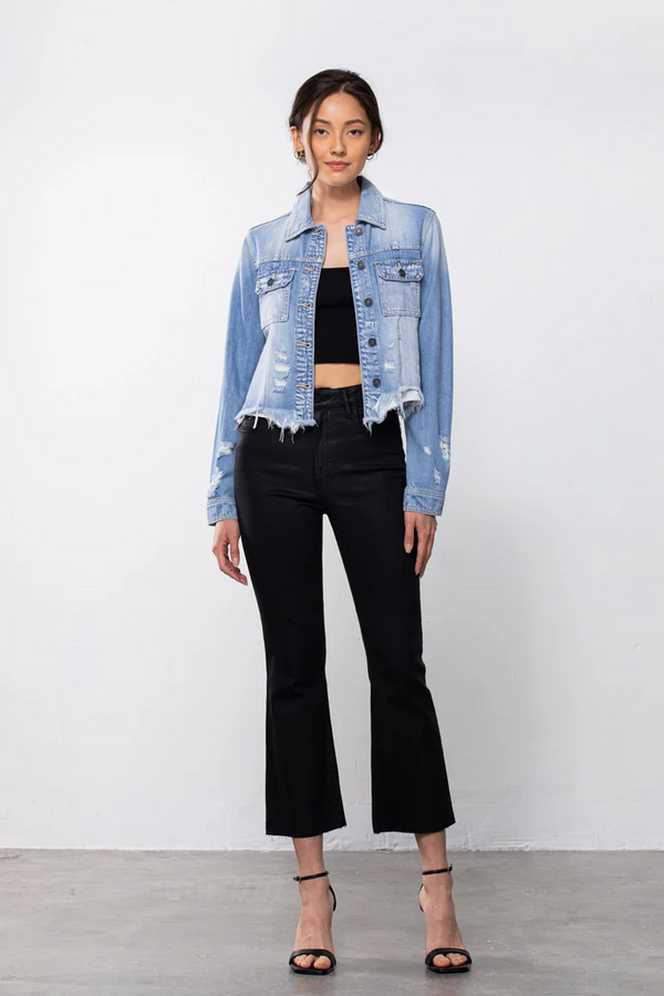 Rebel Uneven Hem Jacket Light Blue