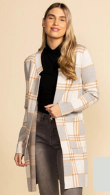 Harmon Plaid Sweater Cardi Grey