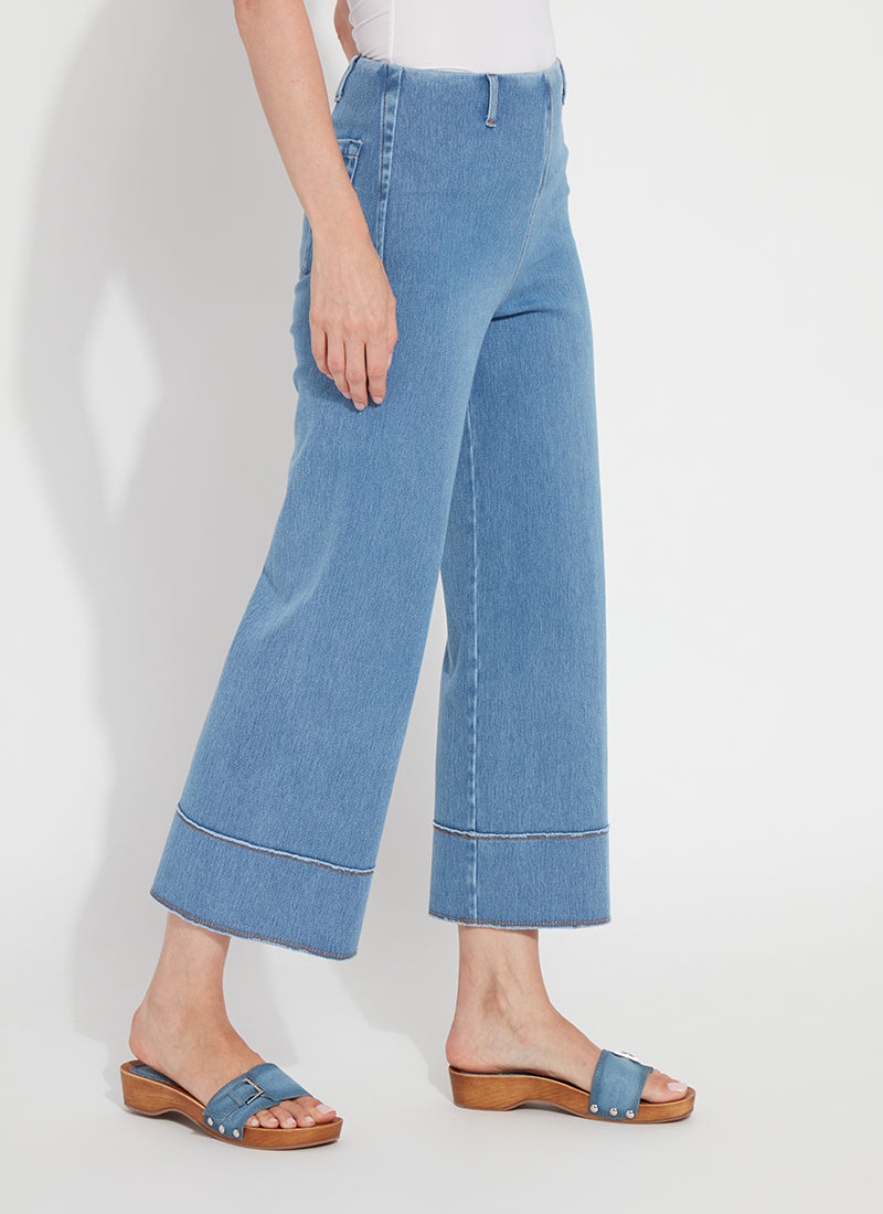 Margo High Waist Wide Crop Denim Pants Bleached Blue