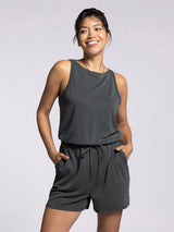 Alexis Romper Jumpsuit Black Granite