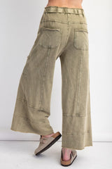 Mineral Washed Terry Knit Pants Olive