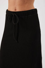 Maura Ribbed Midi Skirt Black