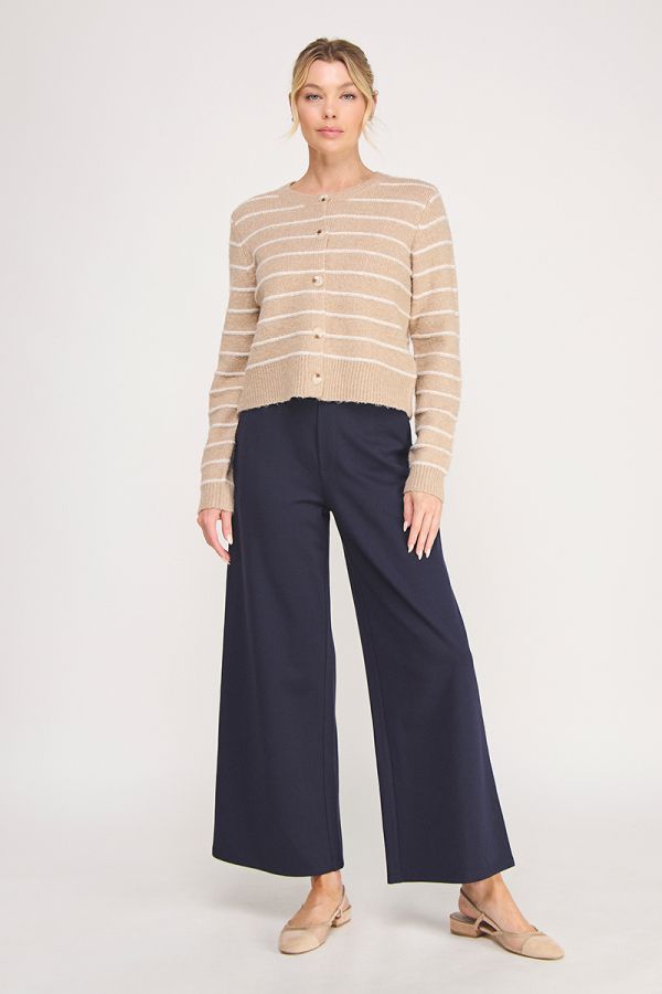 Abigail Stripe Sweater Cardigan Sand