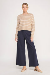 Abigail Stripe Sweater Cardigan Sand