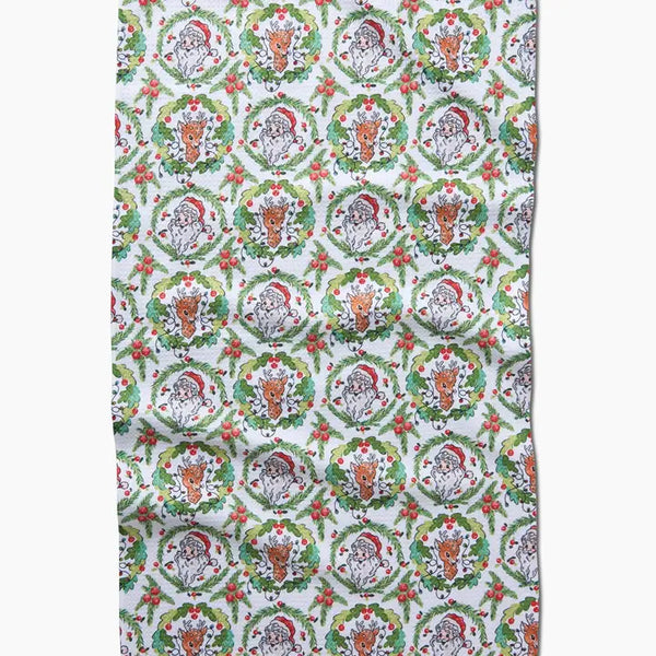 Geometry Tea Towel Berry Retro Holiday