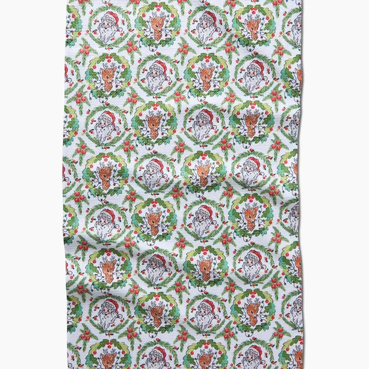 Geometry Tea Towel Berry Retro Holiday