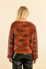 Eyelash Textured Dots Sweater Rust