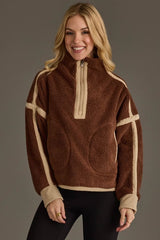 Teagan Half Zip Sherpa Fleece Pullover Brown