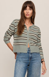 Medina Stripe Cardigan Aqua Cloud