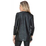 Hi Low Zipper Top Black Leather
