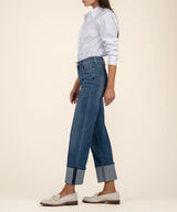Fay High Rise Straight Leg Pintuck Roll Up Jeans Attentive