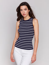 Rib Knit Tank Top Navy