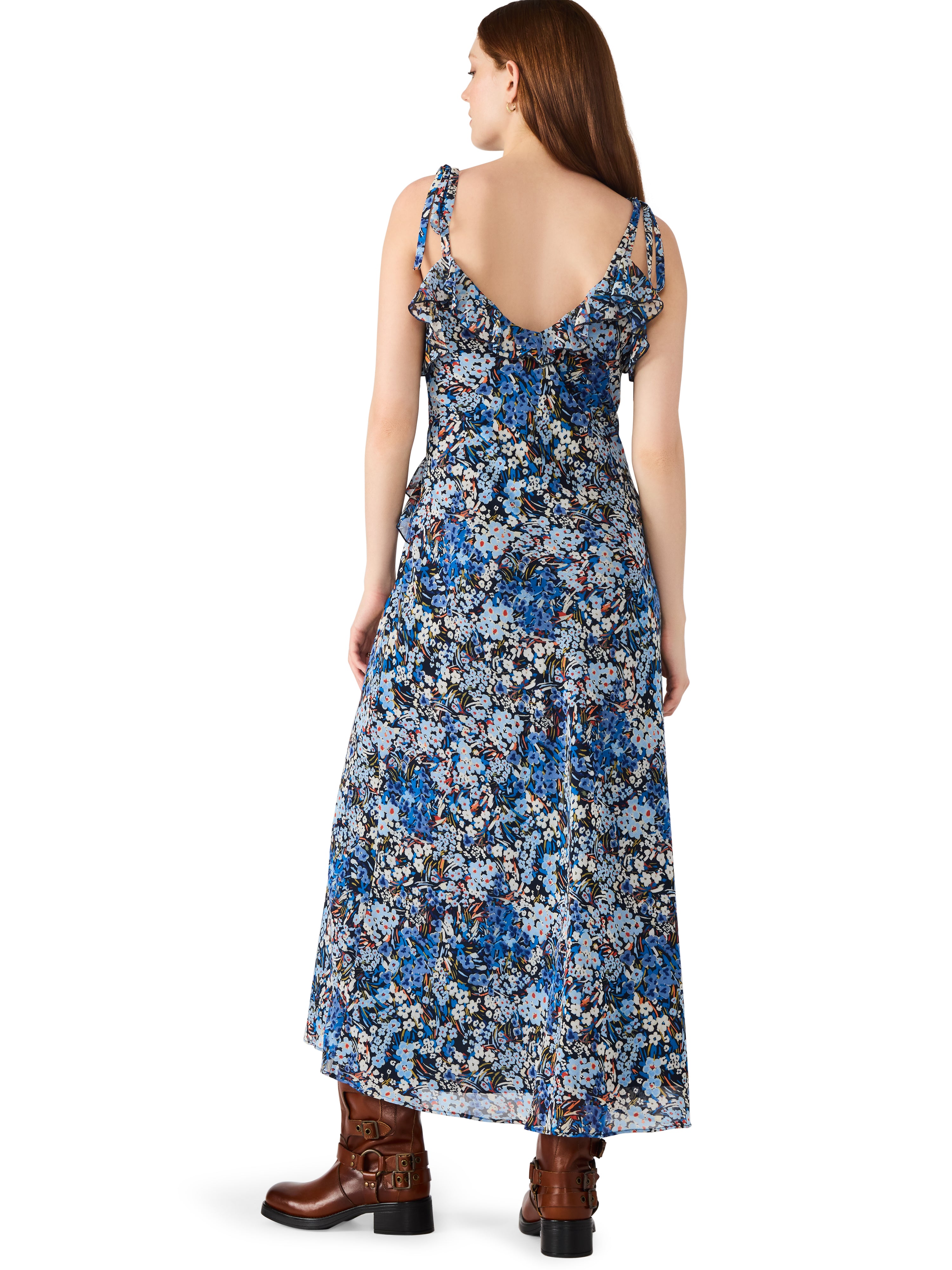 Adalina Sleeveless Ruffle Maxi Dress Bristol Blue