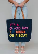 Drink On A Boat Textured Tote Navy