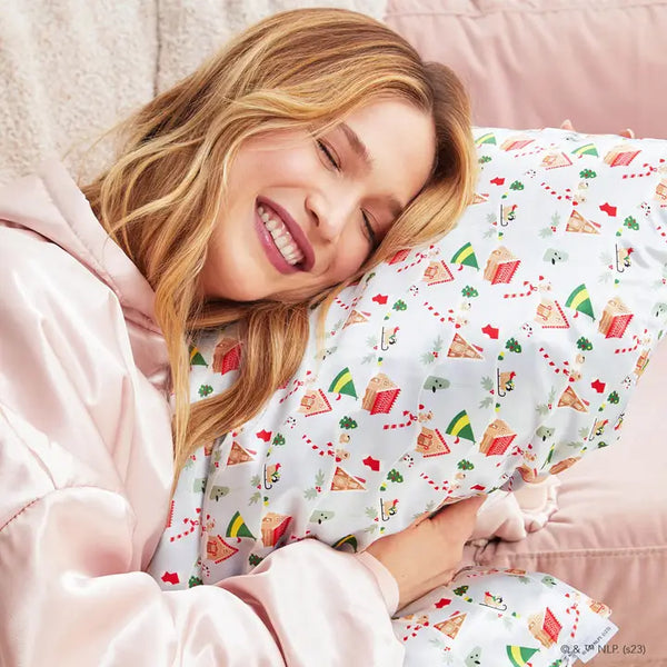 Elf X Kitsch Periwinkle Christmas Satin Pillowcase