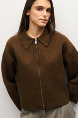 Marnie Zip Up Sweater Brown