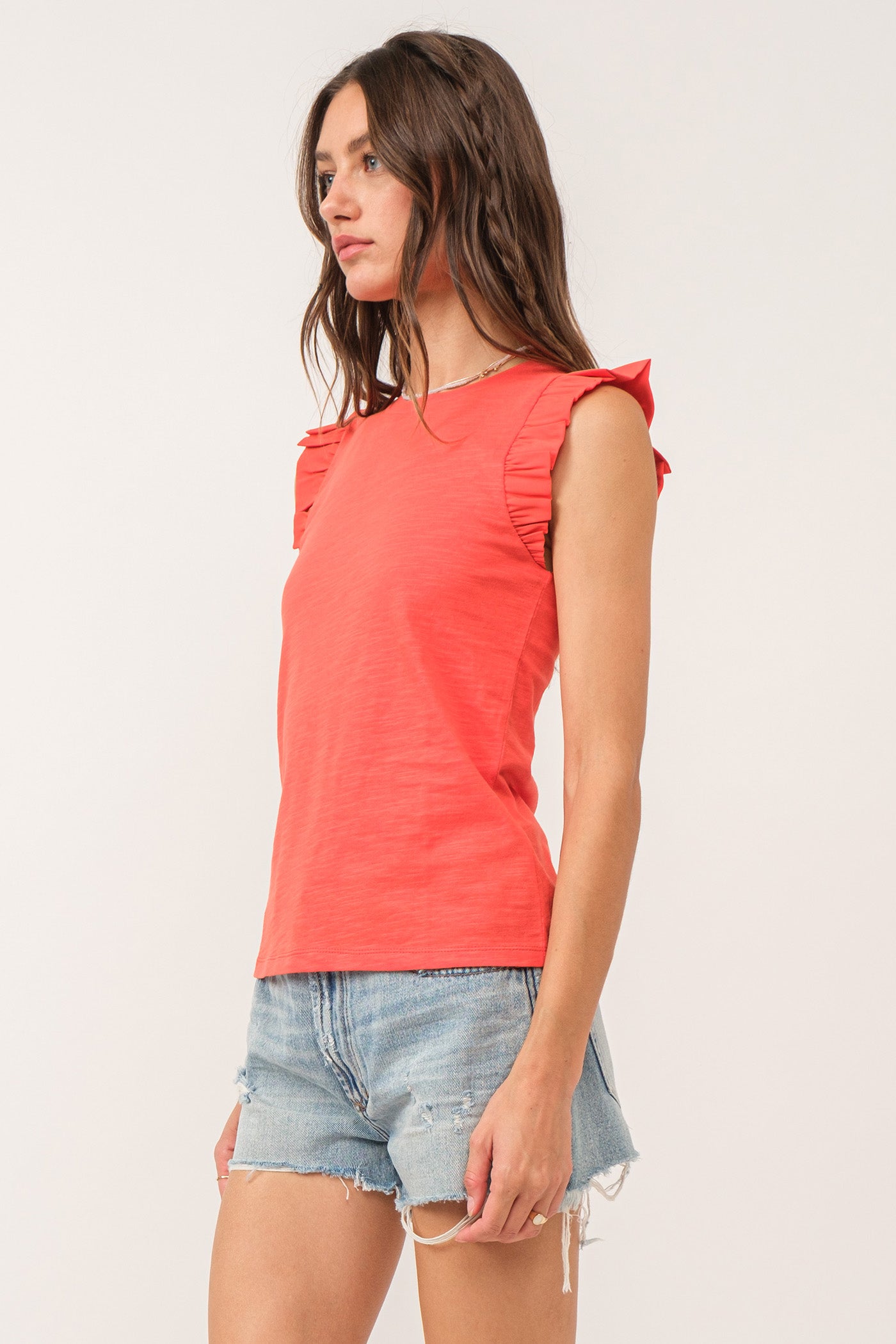 North Ruffle Trimmed Tank Pimento