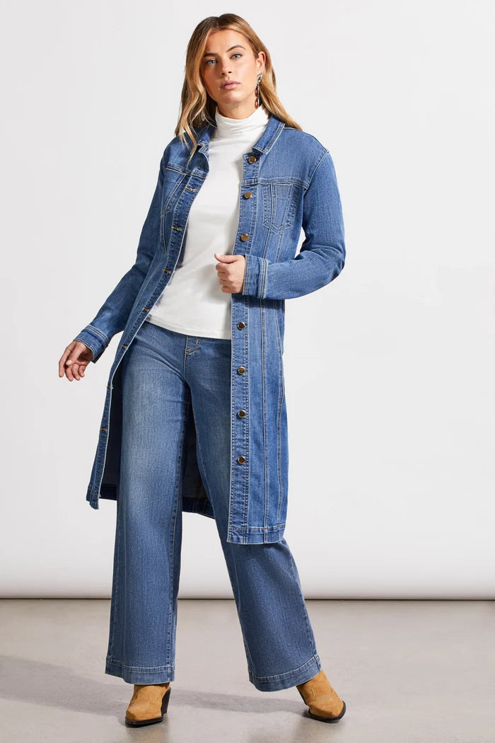 Long Fitted Denim Dress Jacket Portblue