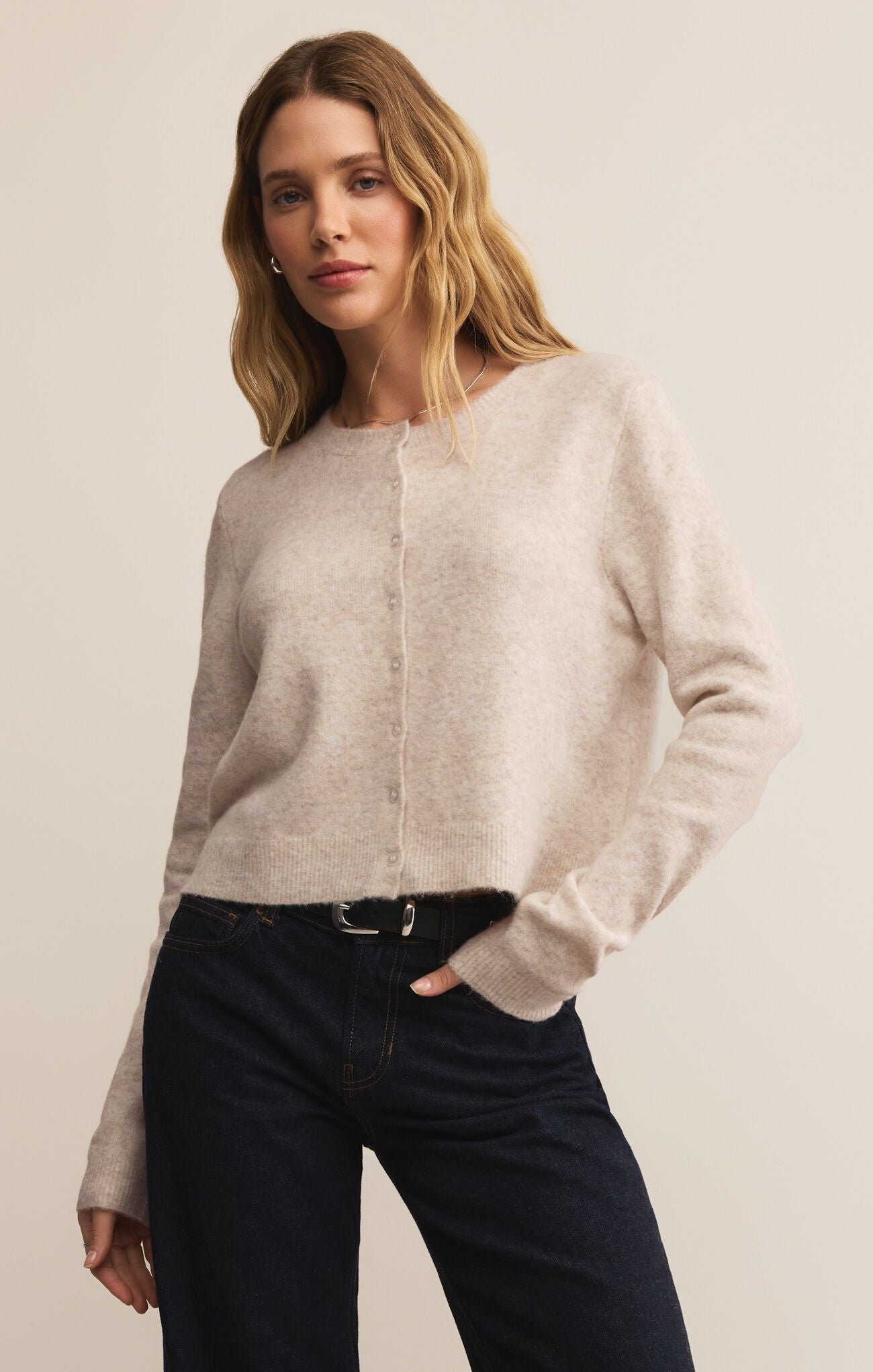 Medina Cozy Cardigan Light Oatmeal Heather