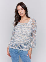 Tape Yarn Popover Sweater Denim