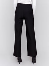 Button Detail Gutsy Crepe Flare Pants Black