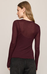 Sheer Luck Long Sleeve Top Berry Noir