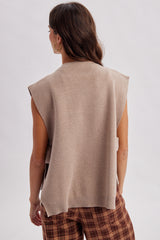 Side Tie Sweater Vest Mocha