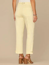 Ab Solution High Rise Tapered Utility Snap Hem Pants Lemon Lush