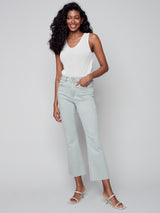 Twill Bootcut Raw Hem Pant Basil