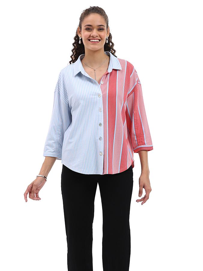 Fran Collared Long Sleeve Shirt Turquoise