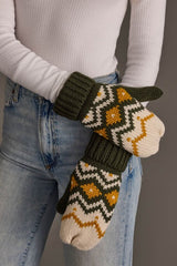 Diamond Pattern Knit Mittens
