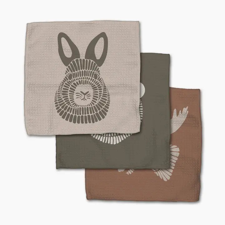 Geometry Dishcloth Set Forest Animals