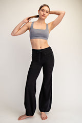 Bubbled Flare Yoga Pants Black