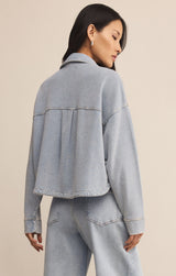 All Day Cropped Knit Jacket Washed Indigo