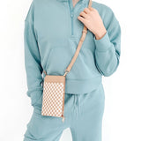 Woven Double Duty Phone Bag Checkered Tan