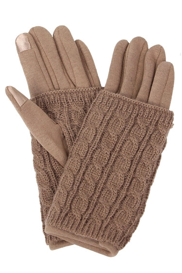 3 in 1 Cable Knit Gloves Taupe