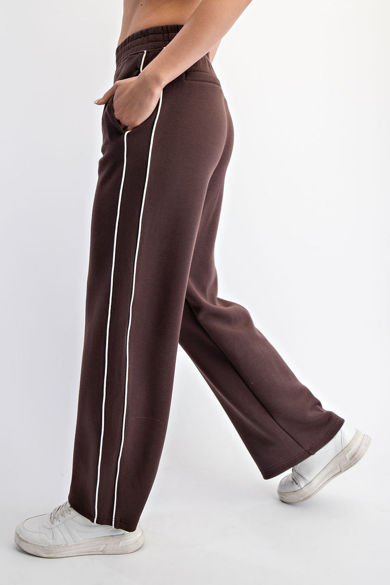 Scuba Double Stripe Piping Straight Pant Espresso + Cream