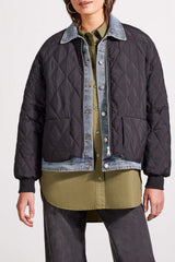 Denim Underlay Quilted Jacket Black