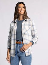 Lewis Button Up Shirt Cream Blue Plaid