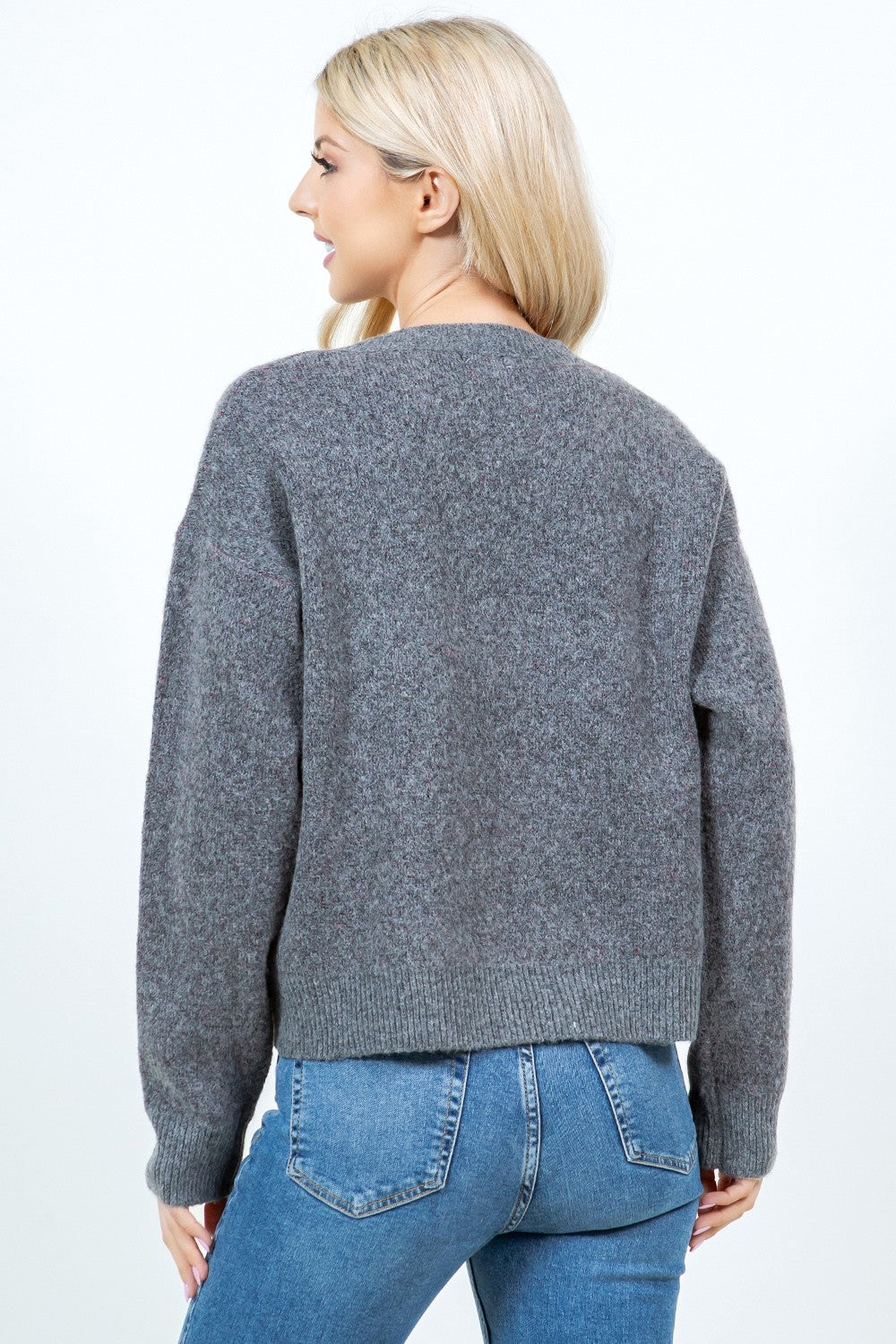 Textured Teddy Bear Sweater Grey