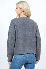 Textured Teddy Bear Sweater Grey