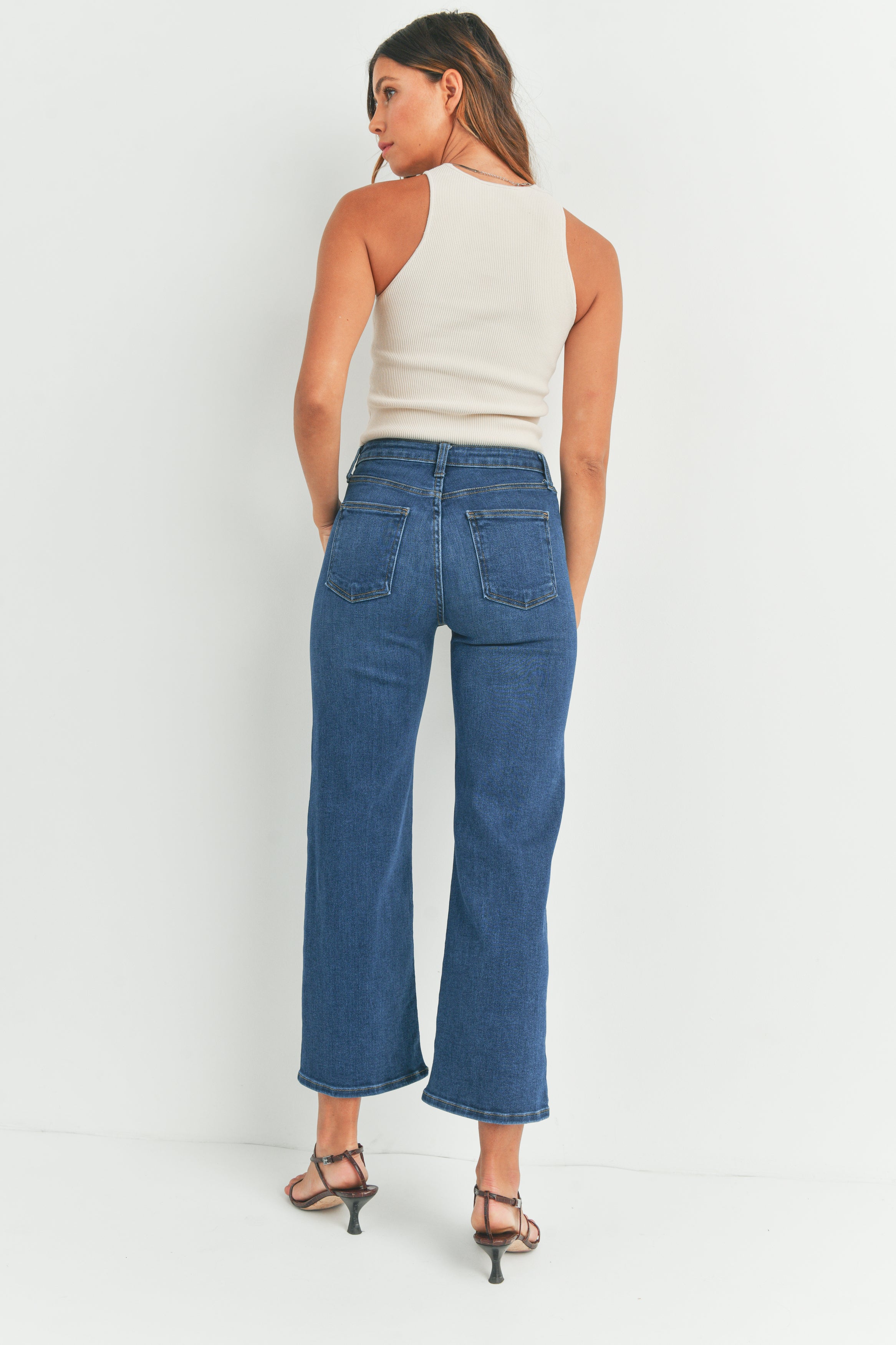 High Rise Wide Leg Jeans Dark