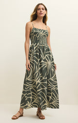 Bayside Tova Palm Midi Dress Tea Leaf