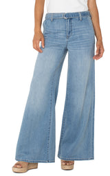 High Rise Belted Super Stride Wide Leg Jeans Scenic Trail