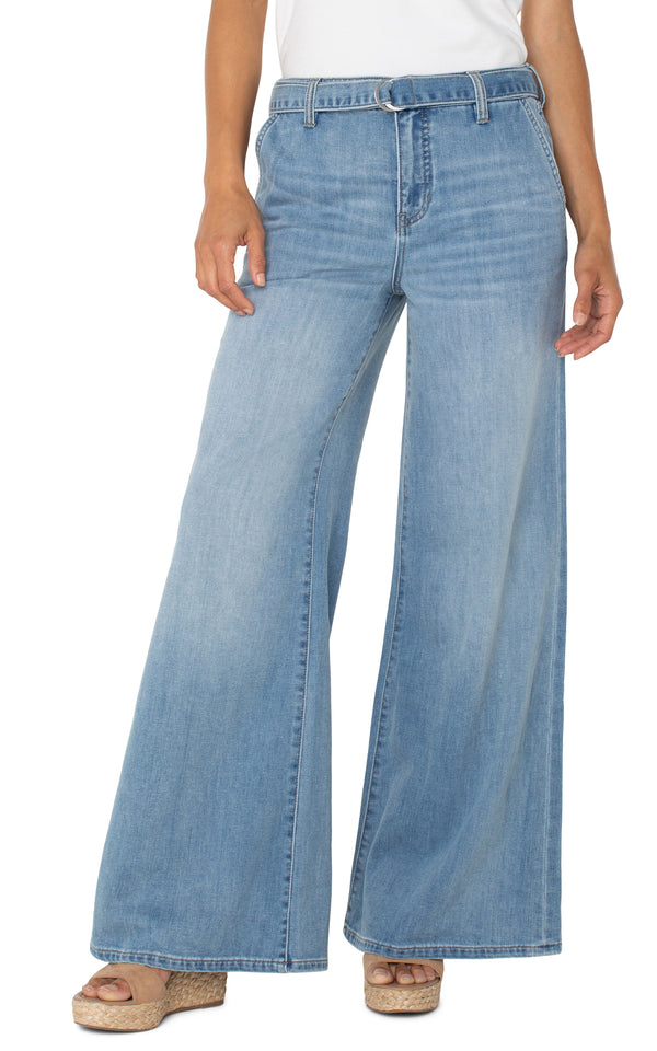 High Rise Belted Super Stride Wide Leg Jeans Scenic Trail