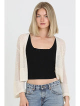 Light Weight Open Knit Sweater Cardigan Ivory