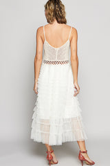 Sleeveless Crochet Ruffle Maxi Dress