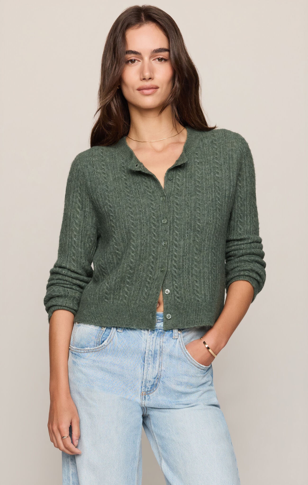 Medina Pointelle Cardigan Monstera